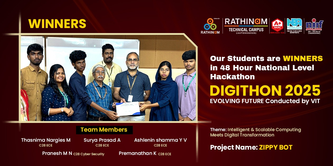 Rathinam Students Win National Hackathon DIGITHON 2025.
