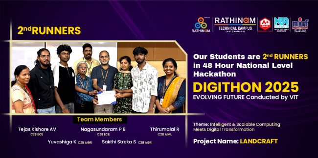 Rathinam Students Win 2nd Runners-Up at DIGITHON 2025
