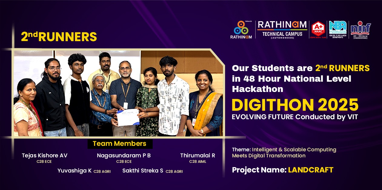 Rathinam Students Win 2nd Runners-Up at DIGITHON 2025